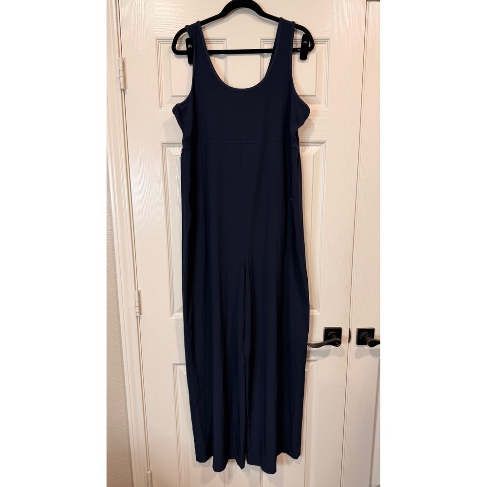 #B10 ATHLETA Wide Leg Jumpsuit Sz. XL PTP: 21"-23" Navy Blue Sleeveless Pockets